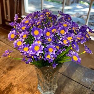 6 Bundles Outdoor Artificial Fake Plastic Flowers Purple NEW
